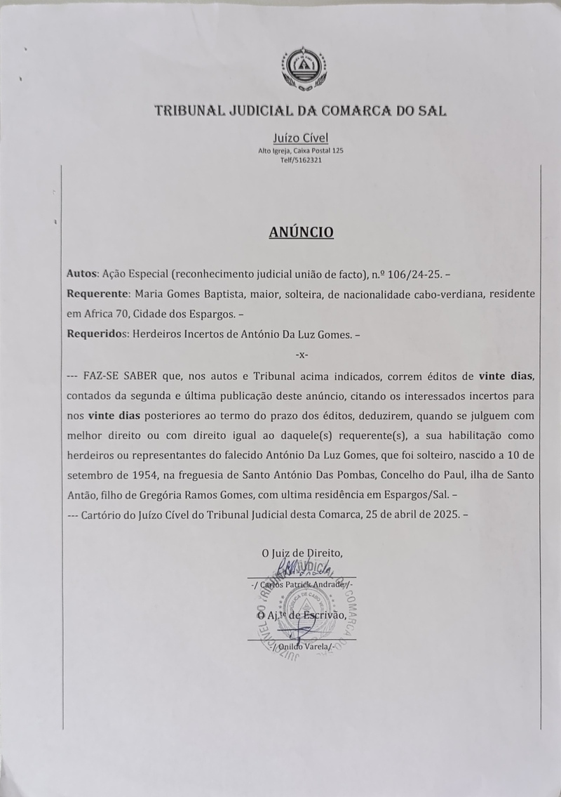 Anúncio Judicial António Gomes 1